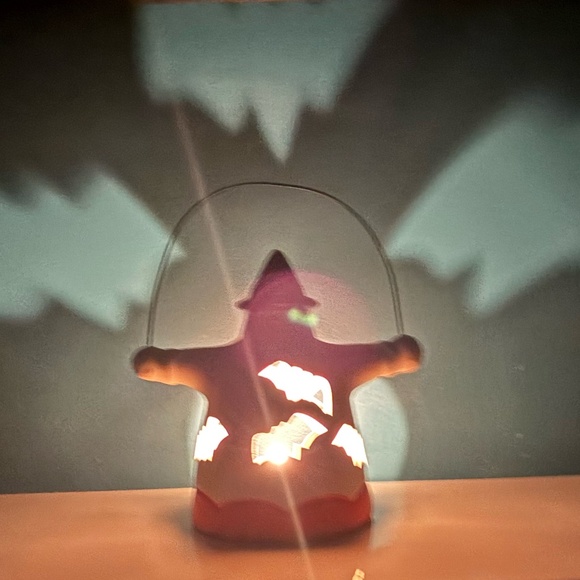 Ghost With Bat Cutouts Tea Light Candle Holder Lantern - Picture 6 of 7